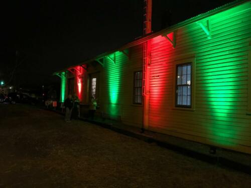 Uplighting the outside of the historic depot