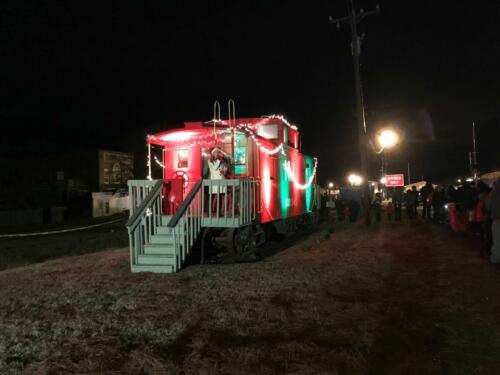 Uplighting the caboose for Santa